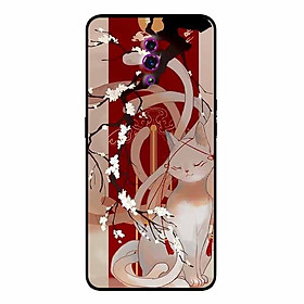Ốp lưng in cho Oppo Reno Mẫu Mèo Cành Hoa Đào