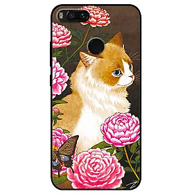 Ốp lưng in cho Xiaomi Mi A1 Mẫu Mèo Và Hoa