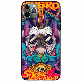 Ốp lưng in cho Iphone 11 Pro Max Mẫu Pulldog Kính Đen