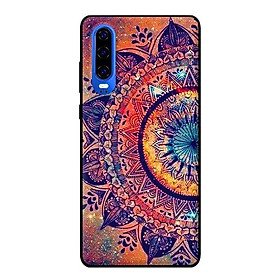 Ốp lưng in cho Huawei P30 mẫu Hoạ Tiết Mandala Đen Cam - Hàng chính hãng