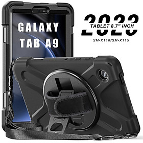 Ốp lưng cho Samsung Galaxy Tab A9/Tab A9 Plus Zaki chống sốc có chân dựng, dây đeo vai và tay - Hàng Chính Hãng