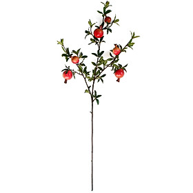Cành lựu giả - 06 quả - Dài 80 cm - Màu cam, đỏ - Quả to từ 5 đến 7 cm - Cây giả, hoa lụa Decor trang trí nhà cửa