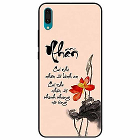 Ốp lưng in cho Huawei Y7 Pro 2019 Mẫu Thư Pháp Nhẫn Nền Hồng