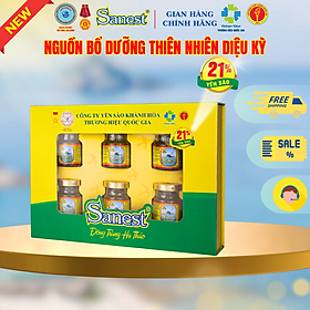  NEW [ Hộp quà tặng 6 lọ ] Nước Yến sào Khánh Hòa Sanest 21% - Đông Trùng Hạ Thảo