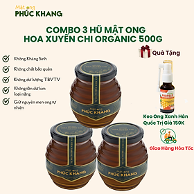 3 Hũ Mật ong nguyên chất  Hoa xuyến chi Phúc Khang (500g) - Hàng Chính Hãng - Mật ong cao cấp , mật ong sạch đạt chuẩn xuất khẩu 