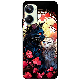 Ốp lưng cho Oppo Realme 10 - C11 2021 - C65 4G - C67 - C20 - Poco X6 5G - Mèo Trắng Đen - Hàng Chính Hãng