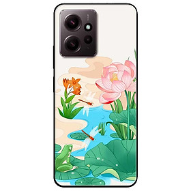 Ốp lưng cho Xiaomi Redmi 12 4G - Redmi Note 12 4G - 12 Pro 4G - 12 Pro 5G - Sen Hồng Chuồn Đỏ - Hàng Chính Hãng