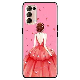 Ốp lưng dành cho Oppo Reno 5 mẫu Cô Gái Váy Hồng