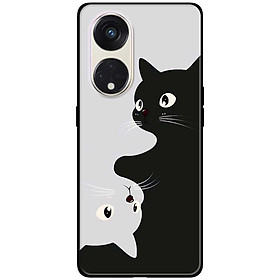 Ốp lưng cho Oppo Reno 2Z, 2F - 6z - 7z 5G - 8z 5G - A96 5G - 8T 4G - 8T 5G - Mèo Trắng Đen - Hàng Chính Hãng