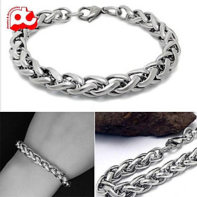 Lắc tay titan thép không gỉ nam cao cấp đẹp sang trọng kiểu bông dừa trangsucpt màu trắng PTLTNA68
