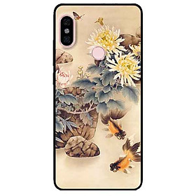 Ốp lưng in cho Xiaomi Redmi Note 6 Pro Mẫu Hoa Và Cá Cam