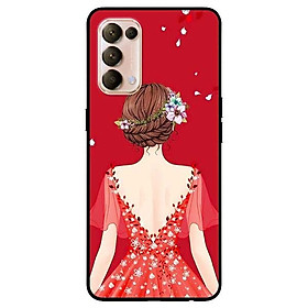 Ốp lưng dành cho Oppo Reno 5 mẫu Cô Gái Váy Đỏ