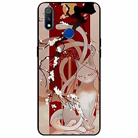 Ốp lưng in cho Realme 3 Pro Mẫu Mèo Cành Hoa Đào