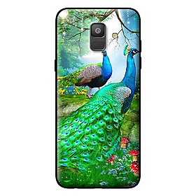 Ốp lưng cho Samsung Galaxy A6 2018 chim công cặp 2 - Hàng chính hãng