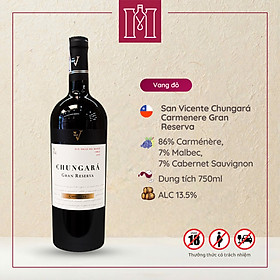 Rượu vang đỏ Chile San Vicente Chungará Carmenere Gran Reserva 750ml 13.5% nhập khẩu - Hàng chính hãng