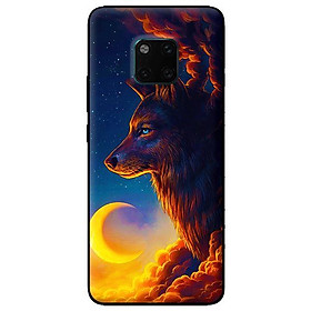 Ốp lưng in cho Huawei Mate 20 Pro mẫu Sói Và Mặt Trăng - Hàng chính hãng