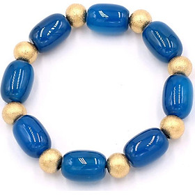 Vòng tay thạch anh xanh dương bầu 14mm VTAXDBNHVT1 - hợp mệnh Thủy, mệnh Mộc