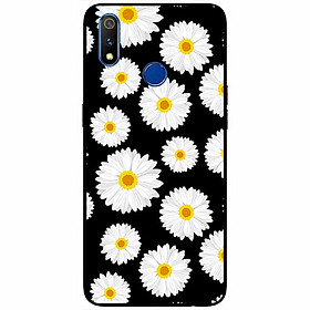 Ốp lưng dành cho Realme 3 Pro mẫu Hoạ Tiết Cúc Nền Đen