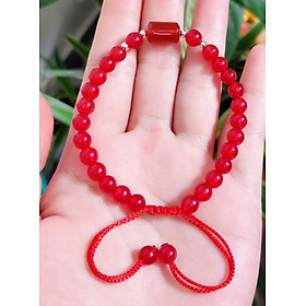 Vòng tay đá thạch anh đỏ thiên nhiên mix lu thống may mắn cho Nữ công sở làm trang sức