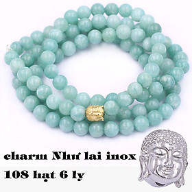 [Hợp Tất Cả Các Mệnh] Bộ Vòng Chuỗi, Tràng Hạt 108 Hạt 6 Ly Ngọc Phỉ Thúy Charm Phật A Di Đà Inox - Tràng Chuỗi Niệm Phật - An Yên - Thịnh Vượng - May Mắn - Tài Lộc
