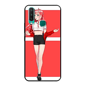 Ốp Lưng in cho Vivo Y12 Mẫu Cô Gái Nền Hồng Anime - Hàng Chính Hãng
