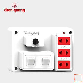 Bảng điện nổi V2/V3 Điện Quang ĐQ FEP 32W 02S - màu trắng, 3 lỗ 2 chấu, 2/3 công tắc