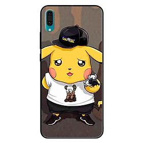 Ốp lưng in cho Huawei Y7 Pro 2019  Mẫu Pika Nón Đen