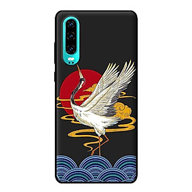 Ốp in cho Huawei P30 Hạc Bay Nền Đen - Hàng chính hãng