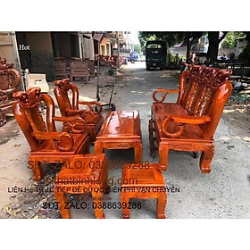 bộ bàn ghế minh quốc đào gỗ xà cừ tay 10