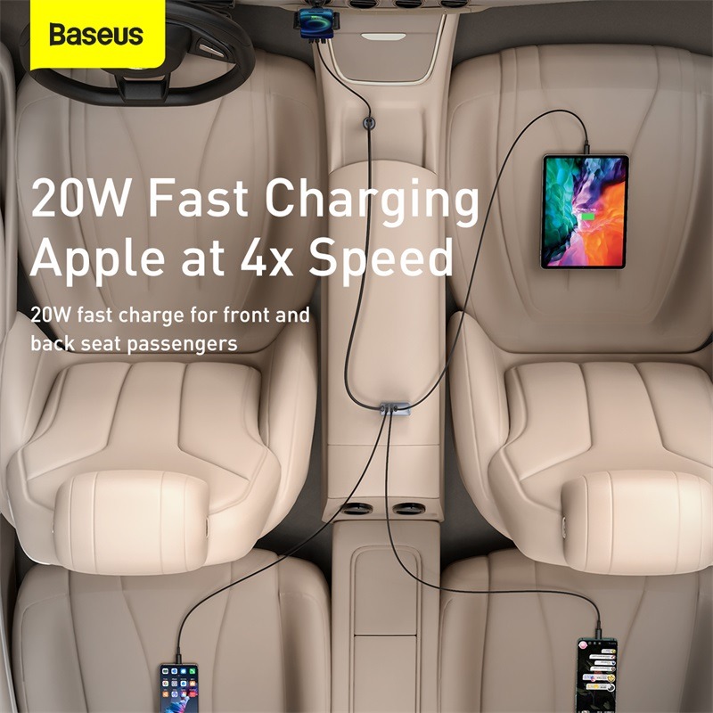 Tẩu sạc nhanh mở rộng 4 Port Baseus Share Together Extention Car Charger 120W (Extention up to 4 Port * 30W, QC/ PD/PPS Fast Charging) - Hàng Chính Hãng