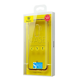 Ốp lưng Silicone cứng chống vân tay trong suốt viền si Crome màu Baseus Glitter Case cho Samsung Galaxy S9 S9Plus  (Hàng chính hãng)