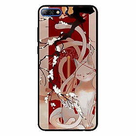 Ốp lưng in cho Huawei Y7/ Y7 Prime 2018  Mẫu Mèo Cành Hoa Đào