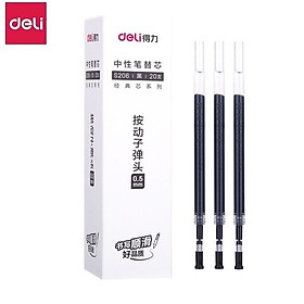 Hộp 12 cây bút gel nước học sinh mực đen ngòi 0.5mm Deli A623 / 623 mực nhanh khổ, vỏ màu trong suốt