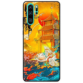 Ốp in cho Huawei P30 Pro Hạc Nền Vàng - Hàng chính hãng