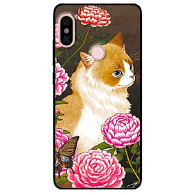 Ốp lưng in cho Xiaomi Redmi Note 5 Pro Mẫu Mèo Và Hoa