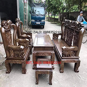 Bộ Bàn Ghế Minh Quốc Voi Gỗ Mun Đuôi Công