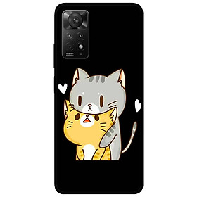 Ốp lưng cho Redmi Note 11 4G - Redmi Note 12 - Redmi Note 12 Pro - Redmi Note 12 Pro 5G - Hai Chú Mèo Ôm Nền Đen - Hàng Chính Hãng