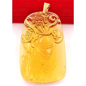 Mặt dây chuyền tượng Quan Công QC14 - pha lê vàng ( 6.2cm x 4cm )