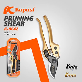 Kéo cắt cành trợ lực Nhật Kapusi K-8618 200mm, thép SK5 màu vàng hoặc tím (Giao ngẫu nhiên)