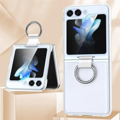 Ốp lưng trong suốt kèm iring cho Samsung Galaxy Z Flip 5 hiệu Likgus Cover Ring (chất liệu cao cấp, thiết kế iring chống rơi rớt) - hàng nhập khẩu
