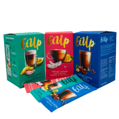 EiUp Cà Phê Hoà Tan Latte Sầu Riêng Dừa  hộp 12 gói