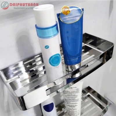 Kệ Nhà Tắm Treo Tường Inox SUS304 Phủ Crome Sáng Bóng - Kiểu 2 tầng, kệ thẳng hoặc treo góc
