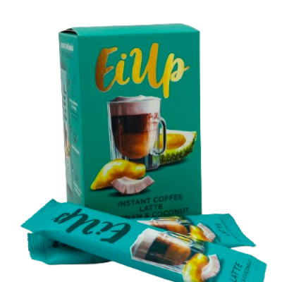 EiUp Cà Phê Hoà Tan Latte Sầu Riêng Dừa  hộp 12 gói