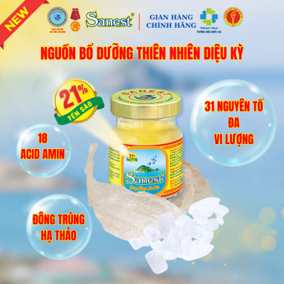  NEW [ Hộp quà tặng 6 lọ ] Nước Yến sào Khánh Hòa Sanest 21% - Đông Trùng Hạ Thảo