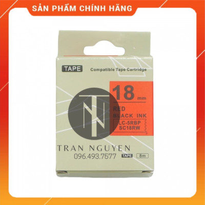 Nhãn in Tepra SC18RW (LC-5RBP) - Chữ đen nền đỏ 18mm x 8m - Hàng nhập khẩu