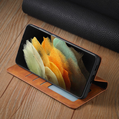 Bao da bò non dạng ví hãng Greencase dành cho Samsung S21, S21 Plus, S21 Ultra - Hàng chính hãng