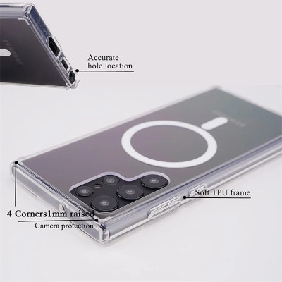ốp lưng Magnetic cho Samsung Galaxy S24 Ultra / S23 Plus / S24Ultra / 23Ultra 5G hiệu HOTCASE Ultra Crystal Clear - thiết kế trong suốt, chống sốc chống va đập - Hàng nhập khẩu