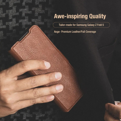 Case bao da cho Samsung Galaxy Z Fold 6 / Z Fold6 / Zfold 6 trang bị ngăn đựng S-Pen, khe nhét thẻ card hiệu Nillkin Aoge Leather Cover Case (chống sốc bảo vệ máy cực tốt, chất liệu da thật cao cấp, thiết kế thời trang cá tính) - Hàng nhập khẩu