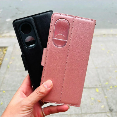 Bao da dạng ví dành cho OPPO Reno 8T 5G hiệu Hanman có quai cài - hàng nhập khẩu