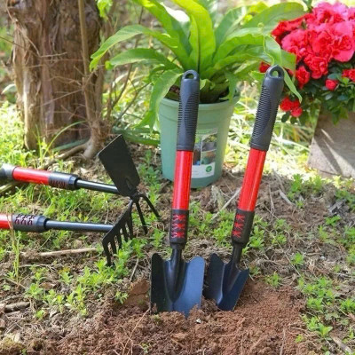 Bộ 4 Dụng Cụ Làm Vườn Mini Thép Sơn Tĩnh Điện Bền Đẹp – Xẻng Cào Cuốc 2 Đầu Tay Cầm Bọc Cao Su Chống Trượt – Dụng Cụ Trồng Hoa Rau Cây Cảnh, Đào Xới Đất Chăm Sóc Vườn Tại Nhà - HÀNG CHINH HÃNG MINIIN